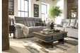 Mitchiner Fog Reclining Sofa with Drop Down Table - Lara Furniture