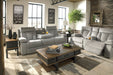 Mitchiner Fog Reclining Sofa with Drop Down Table - Lara Furniture