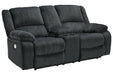 Draycoll Slate Power Reclining Loveseat with Console - Lara Furniture