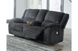 Draycoll Slate Power Reclining Loveseat with Console - Lara Furniture