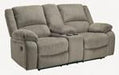 Draycoll Pewter Reclining Loveseat with Console - Lara Furniture