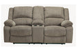 Draycoll Pewter Reclining Loveseat with Console - Lara Furniture