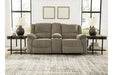 Draycoll Pewter Reclining Loveseat with Console - Lara Furniture