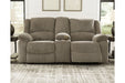 Draycoll Pewter Reclining Loveseat with Console - Lara Furniture