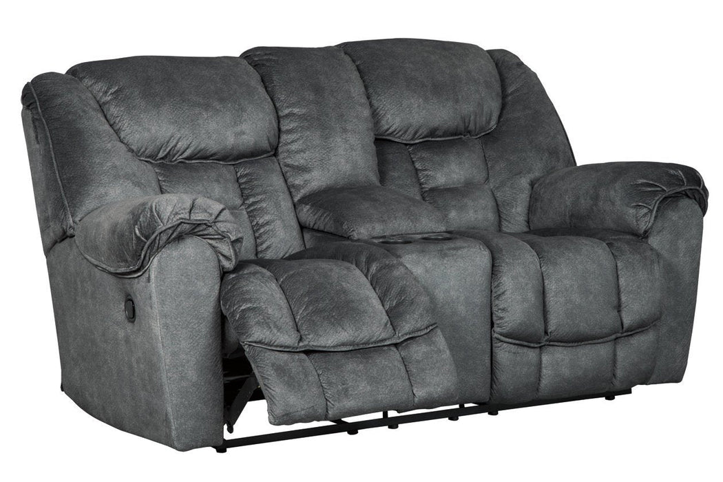 Capehorn Granite Reclining Loveseat with Console - Lara Furniture