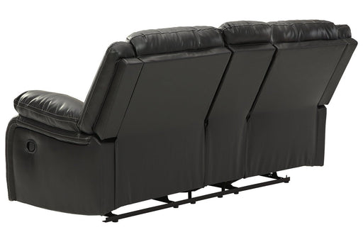 Calderwell Black Reclining Loveseat with Console - Lara Furniture