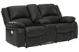 Calderwell Black Power Reclining Loveseat with Console - Lara Furniture