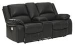 Calderwell Black Power Reclining Loveseat with Console - Lara Furniture