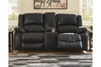 Calderwell Black Reclining Loveseat with Console - Lara Furniture