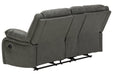 Calderwell Gray Reclining Loveseat with Console - Lara Furniture