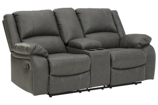 Calderwell Gray Reclining Loveseat with Console - Lara Furniture