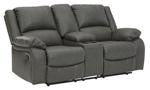 Calderwell Gray Reclining Loveseat with Console - Lara Furniture