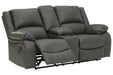 Calderwell Gray Reclining Loveseat with Console - Lara Furniture