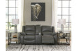 Calderwell Gray Reclining Loveseat with Console - Lara Furniture