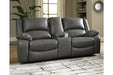 Calderwell Gray Power Reclining Loveseat with Console - Lara Furniture