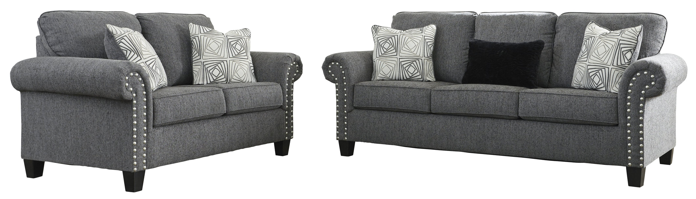 Agleno Charcoal Living Room Set - Lara Furniture