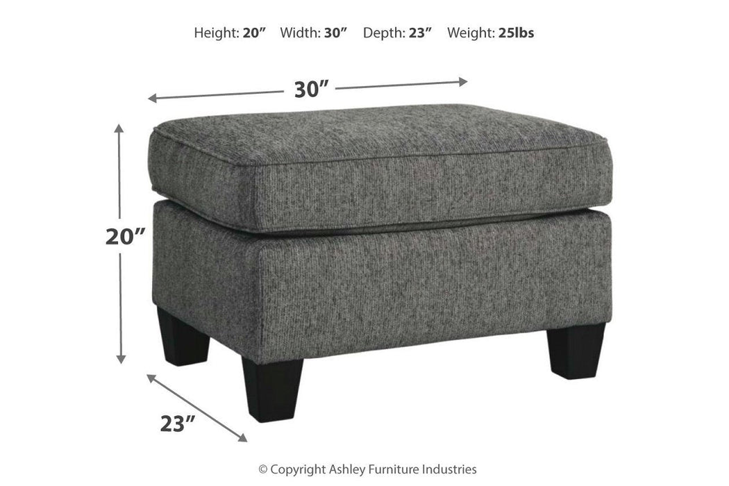 Agleno Charcoal Ottoman - Lara Furniture