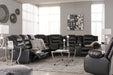 Vacherie Black Reclining Loveseat with Console - Lara Furniture