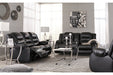 Vacherie Black Reclining Loveseat with Console - Lara Furniture