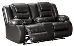 Vacherie Black Reclining Loveseat with Console - Lara Furniture