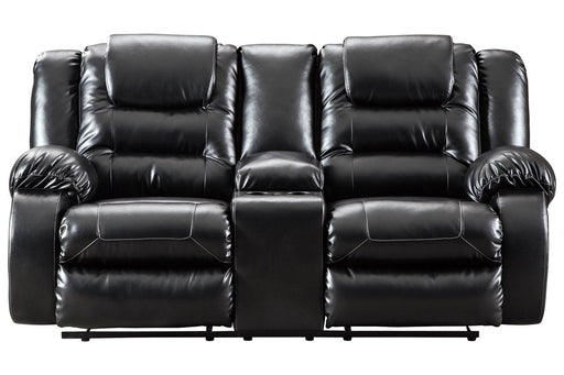 Vacherie Black Reclining Loveseat with Console - Lara Furniture