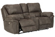 Trementon Graphite Power Reclining Loveseat with Console - Lara Furniture