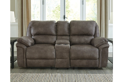 Trementon Graphite Power Reclining Loveseat with Console - Lara Furniture