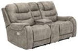 Yacolt Fog Power Reclining Loveseat with Console - Lara Furniture