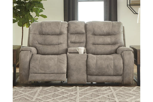 Yacolt Fog Power Reclining Loveseat with Console - Lara Furniture