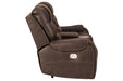 Yacolt Walnut Power Reclining Loveseat with Console - Lara Furniture