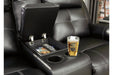 Kempten Black Reclining Loveseat with Console - Lara Furniture