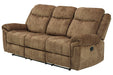 Huddle-Up Nutmeg Reclining Sofa with Drop Down Table - Lara Furniture