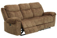 Huddle-Up Nutmeg Reclining Sofa with Drop Down Table - Lara Furniture