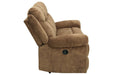 Huddle-Up Nutmeg Reclining Sofa with Drop Down Table - Lara Furniture