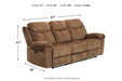 Huddle-Up Nutmeg Reclining Sofa with Drop Down Table - Lara Furniture