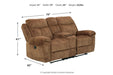 Huddle-Up Nutmeg Glider Reclining Loveseat with Console - Lara Furniture