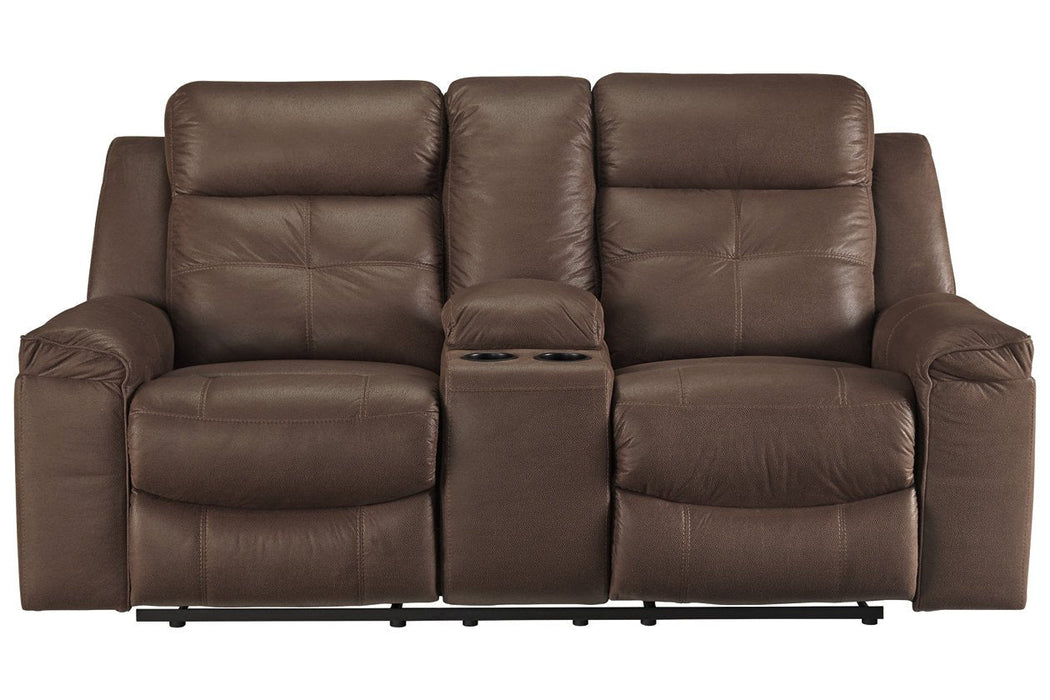 Jesolo Coffee Reclining Loveseat with Console - Lara Furniture