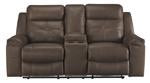 Jesolo Coffee Reclining Loveseat with Console - Lara Furniture