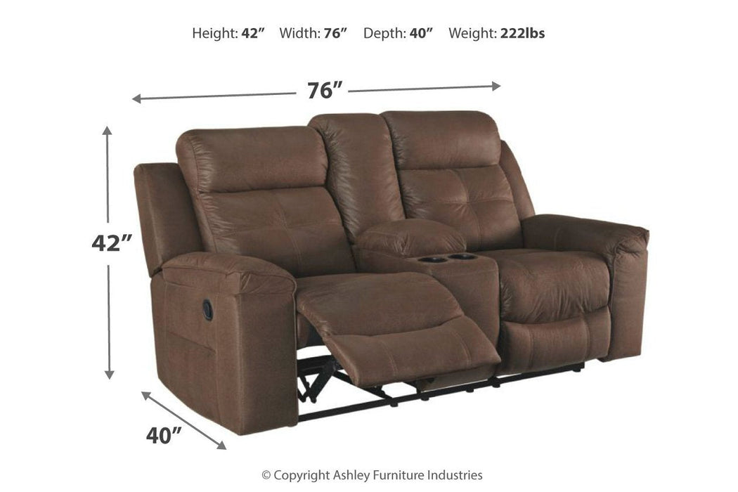 Jesolo Coffee Reclining Loveseat with Console - Lara Furniture