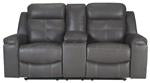 Jesolo Dark Gray Reclining Loveseat with Console - Lara Furniture