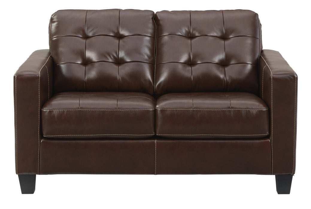 Altonbury Walnut Leather Living Room Set - Lara Furniture