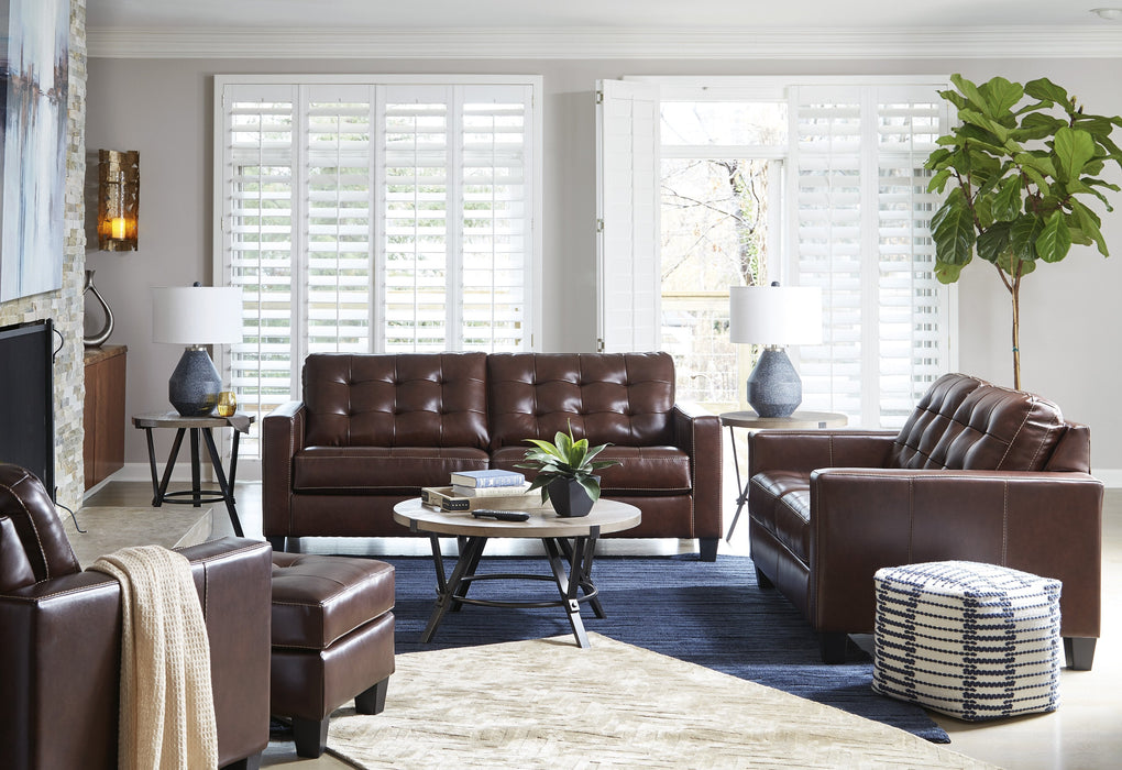 Altonbury Walnut Leather Living Room Set - Lara Furniture