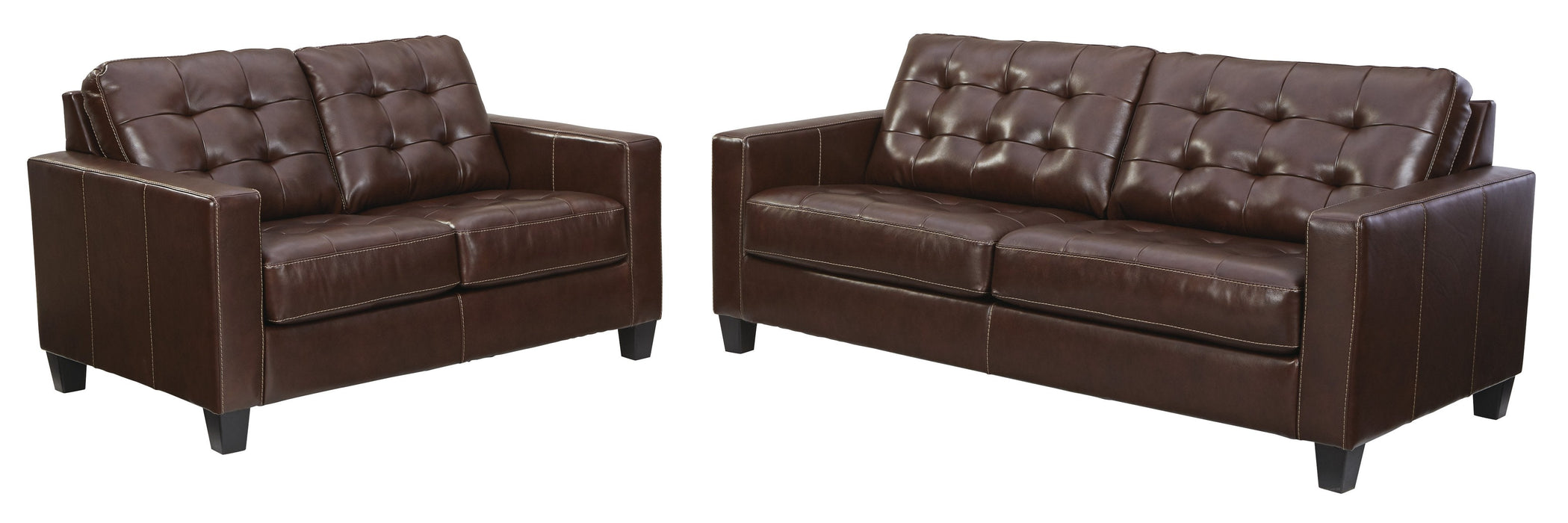 Altonbury Walnut Leather Living Room Set - Lara Furniture