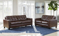 Altonbury Walnut Leather Living Room Set - Lara Furniture