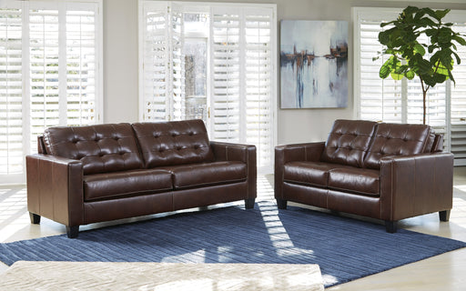 Altonbury Walnut Leather Living Room Set - Lara Furniture