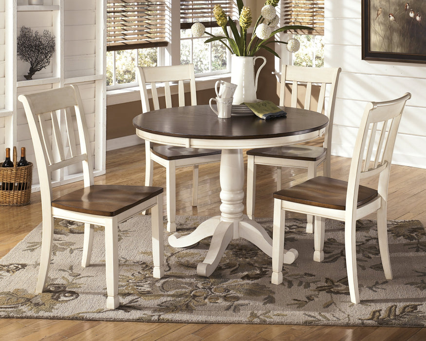 Whitesburg Brown-Cottage White Round Dining Room Set