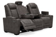 HyllMont Gray Power Reclining Sofa - Lara Furniture