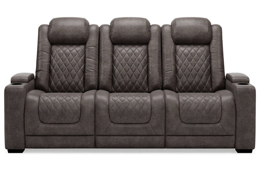 HyllMont Gray Power Reclining Sofa - Lara Furniture