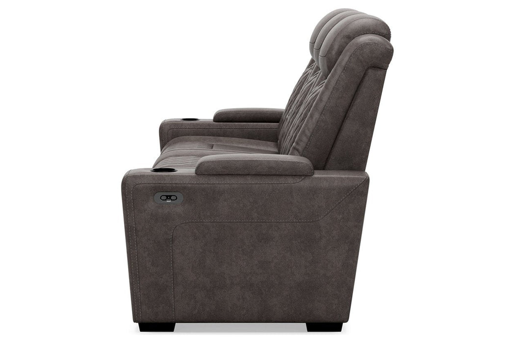 HyllMont Gray Power Reclining Sofa - Lara Furniture