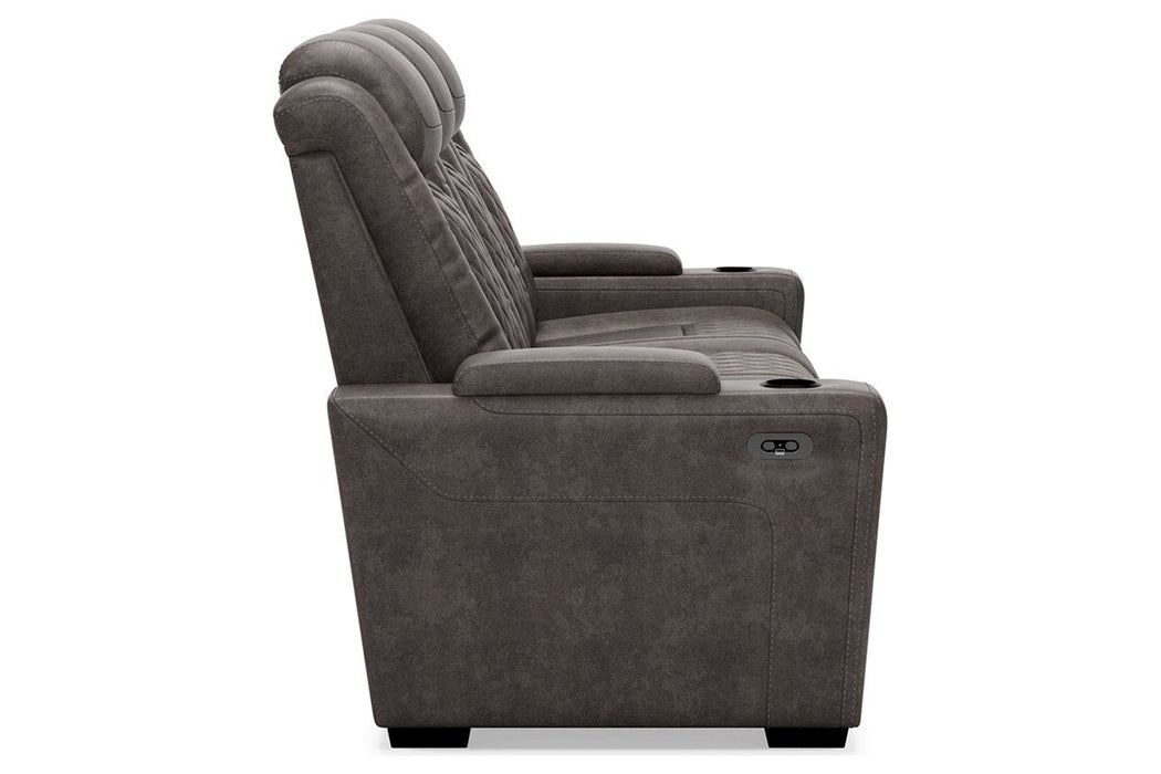 HyllMont Gray Power Reclining Sofa - Lara Furniture